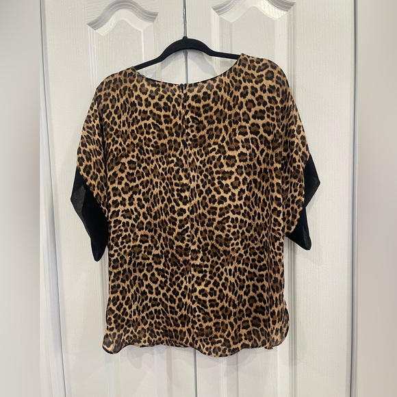 Zara Sheer Chiffon Leopard Print Top Tshirt Animal Print Size L - Picture 2 of 4